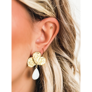 Boucles d'oreilles Lotus - Doré/Blanc