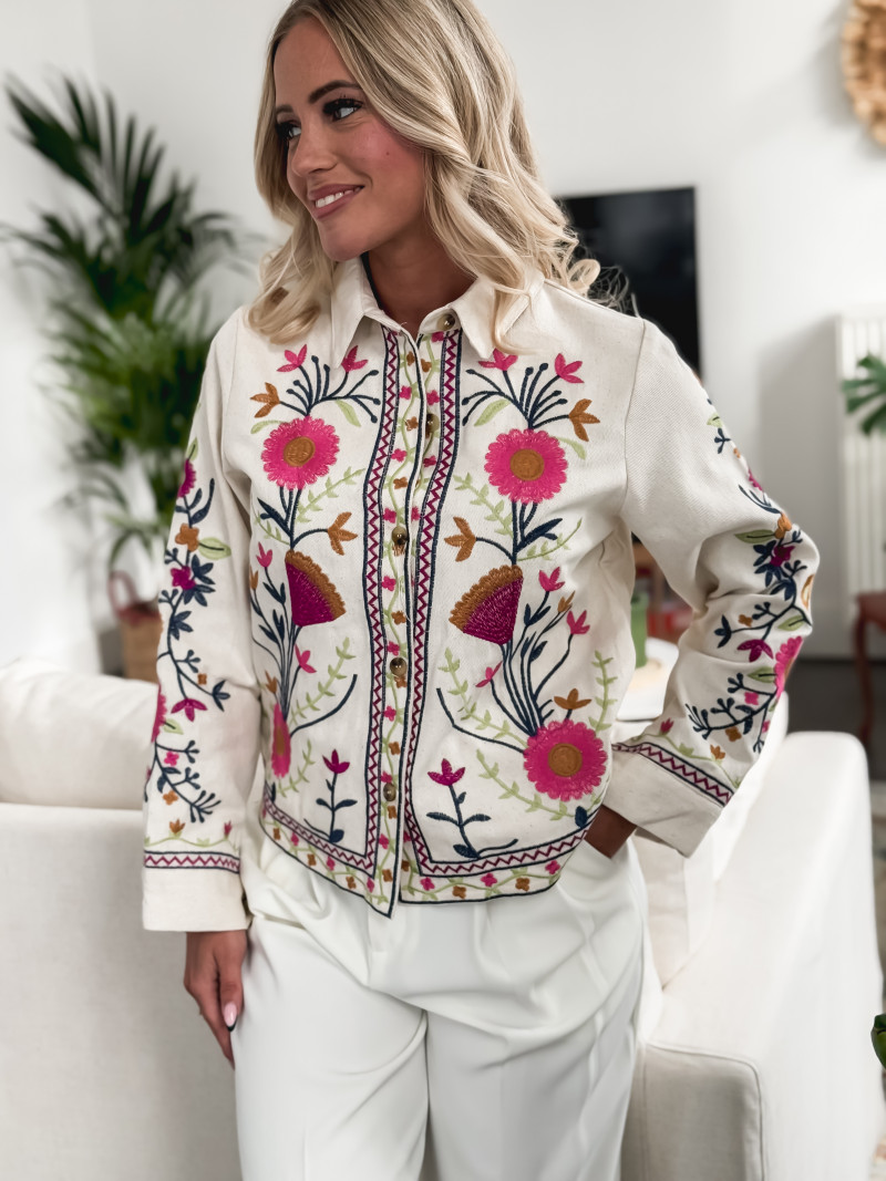 Veste à fleurs Adalina - Beige/Rose