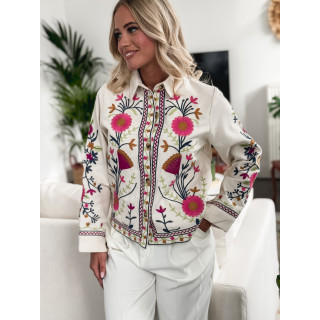 Veste à fleurs Adalina - Beige/Rose