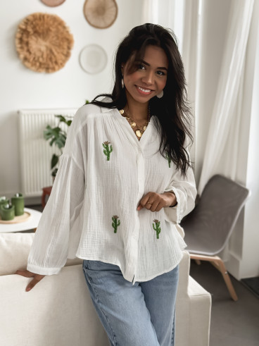 Chemise à motifs Tessa - Blanc/Vert