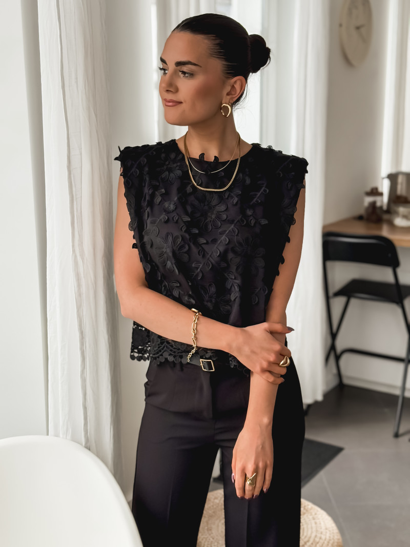 Blouse sans manches Elianne - Noir