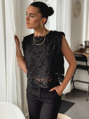 Blouse sans manches Elianne - Noir