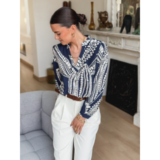 Blouse à motifs Lamia - Bleu/Blanc