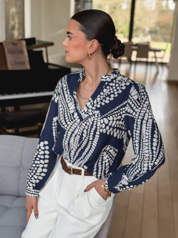 Blouse à motifs Lamia - Bleu/Blanc