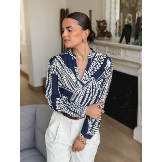 Blouse à motifs Lamia - Bleu/Blanc