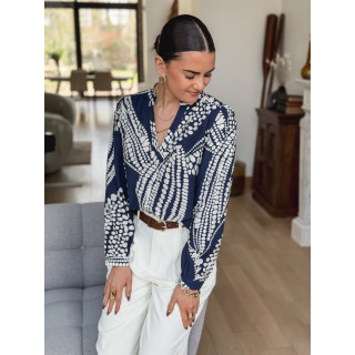 Blouse à motifs Lamia - Bleu/Blanc