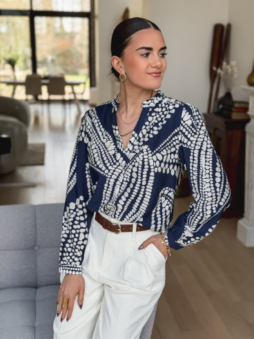 Blouse à motifs Lamia - Bleu/Blanc