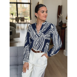 Blouse à motifs Lamia - Bleu/Blanc