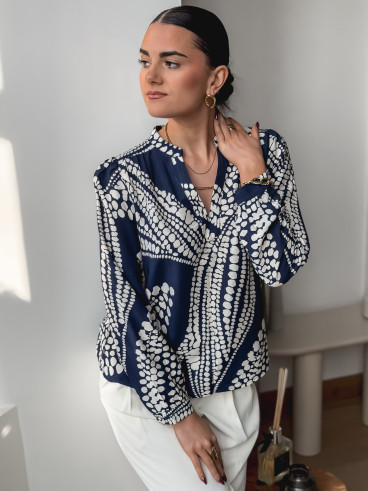 Blouse à motifs Lamia - Bleu/Blanc