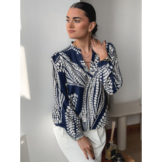 Blouse à motifs Lamia - Bleu/Blanc