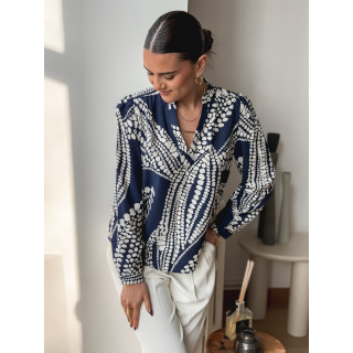 Blouse à motifs Lamia - Bleu/Blanc