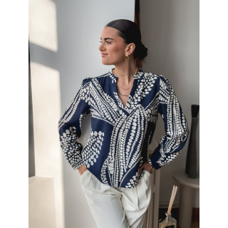 Blouse à motifs Lamia - Bleu/Blanc