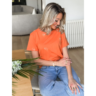 T-shirt Aïda - Orange/Ecru