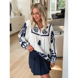 Blouse Debby - Blanc/Bleu marine