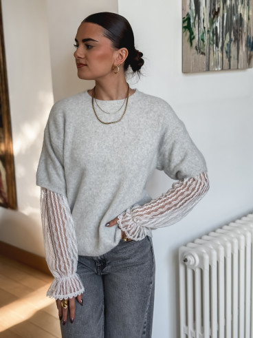 Pull Anélie - Gris/Blanc