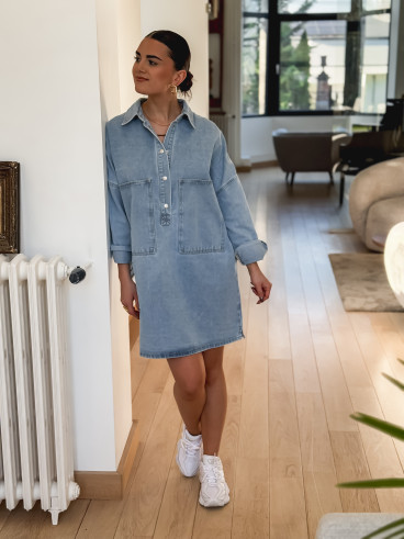 Robe courte en jeans Paulina - Bleu clair