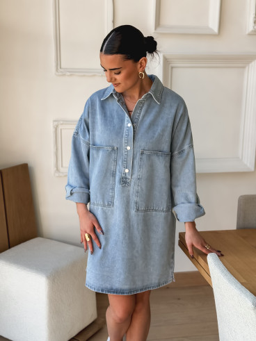 Robe courte en jeans Paulina - Bleu clair