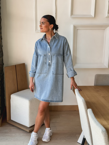 Robe courte en jeans Paulina - Bleu clair