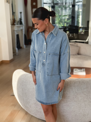 Robe courte en jeans Paulina - Bleu clair