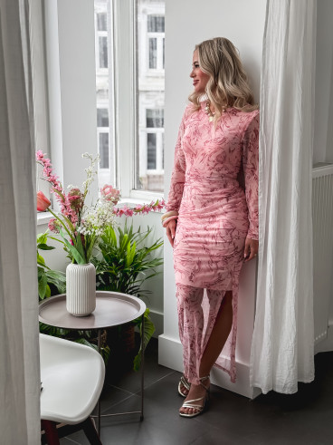 Robe longue à motifs Zaida - Rose