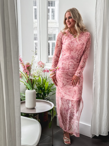 Robe longue à motifs Zaida - Rose