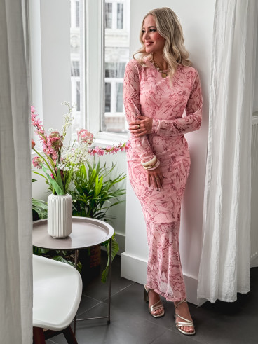 Robe longue à motifs Zaida - Rose