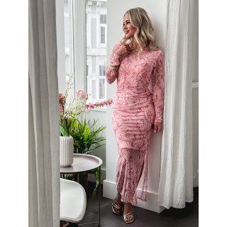 Robe longue à motifs Zaida - Rose