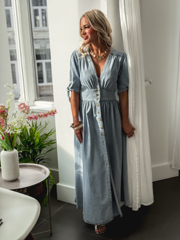 Robe longue Prague - Bleu jeans