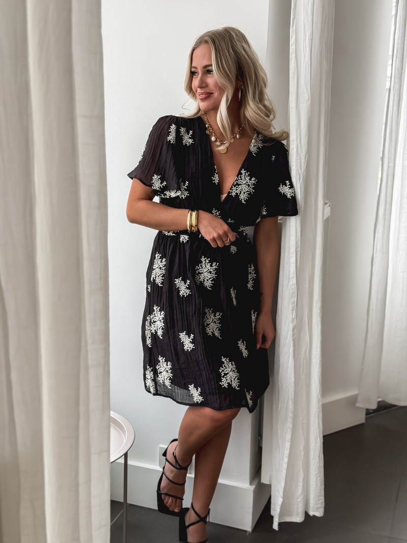 Robe courte à motifs Theresa - Noir