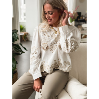 Blouse à motifs Carmela - Blanc/Beige