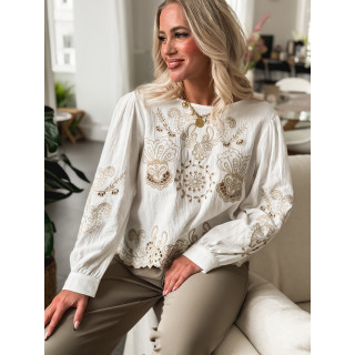 Blouse à motifs Carmela - Blanc/Beige