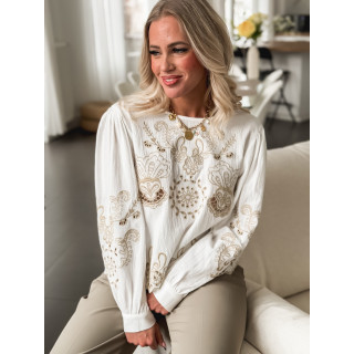 Blouse à motifs Carmela - Blanc/Beige