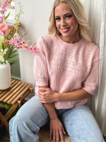 Pull manches courtes Manelle - Rose