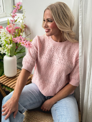 Pull manches courtes Manelle - Rose