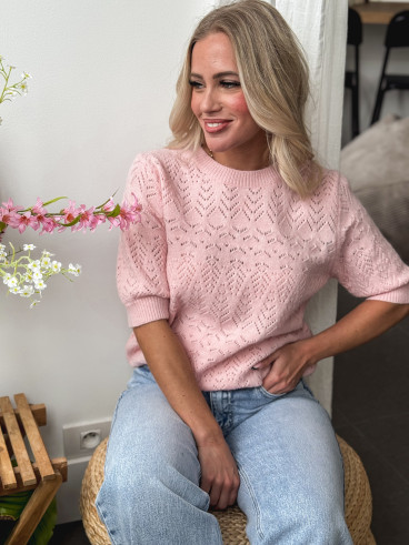 Pull manches courtes Manelle - Rose