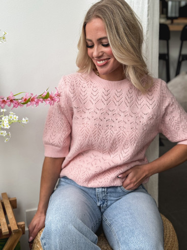 Pull manches courtes Manelle - Rose