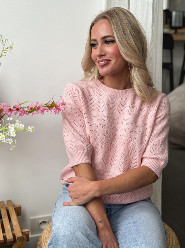 Pull manches courtes Manelle - Rose