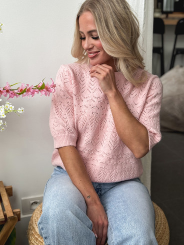 Pull manches courtes Manelle - Rose