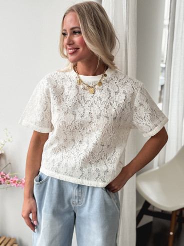 Blouse en dentelle Marina - Ecru