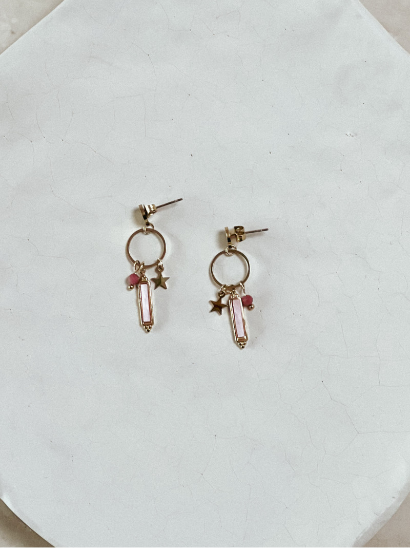 Boucles d'oreilles Ludivine - Doré/Rose