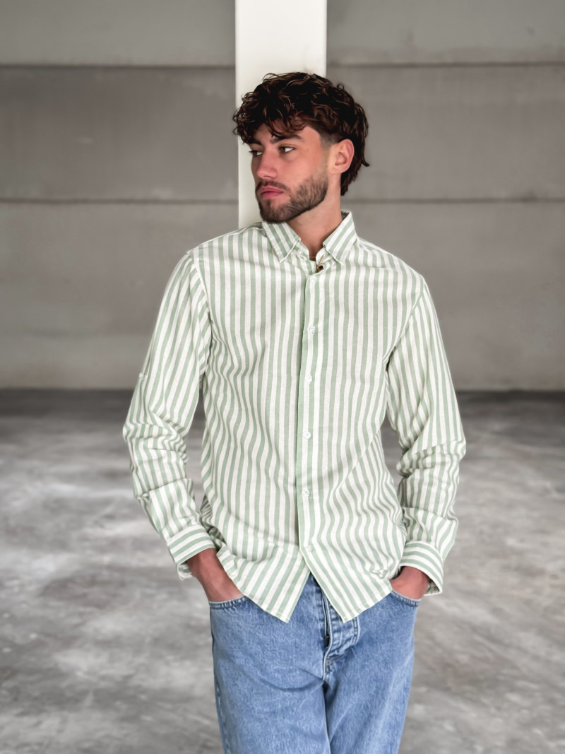 Chemise lignée Jamie - Vert/Ecru