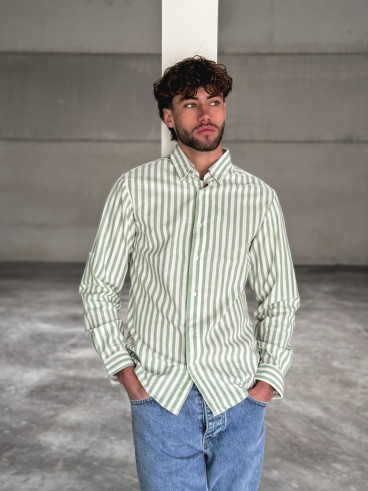 Chemise lignée Jamie - Vert/Ecru