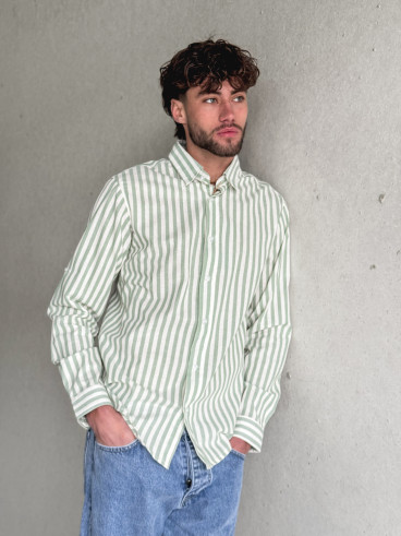 Chemise lignée Jamie - Vert/Ecru