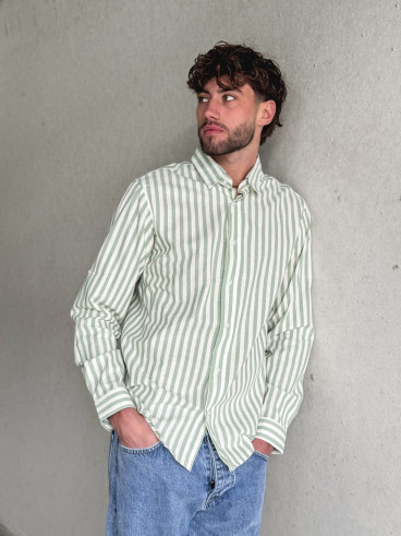 Chemise lignée Jamie - Vert/Ecru