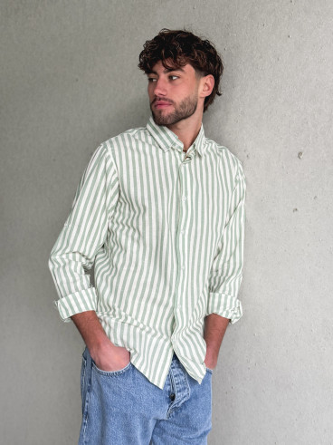 Chemise lignée Jamie - Vert/Ecru