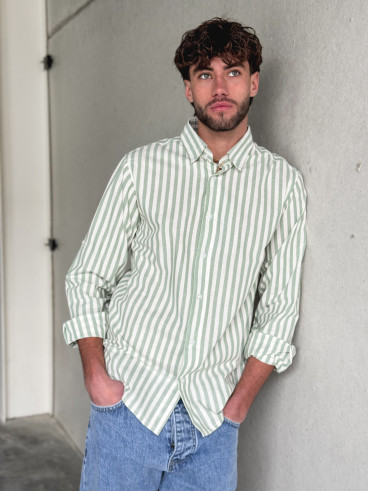 Chemise lignée Jamie - Vert/Ecru