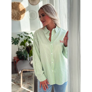 Chemise lignée "St Barth" - Vert/Blanc