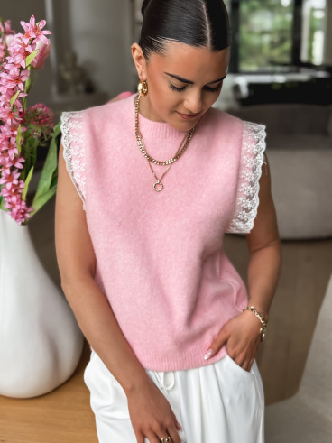 Pull sans manches Cléa - Rose