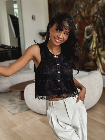 Blouse en dentelle Rosana - Noir Blouse en dentelle Rosana - Noir