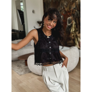 Blouse en dentelle Rosana - Noir